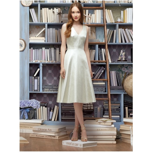 Lela rose metallic gold dress size